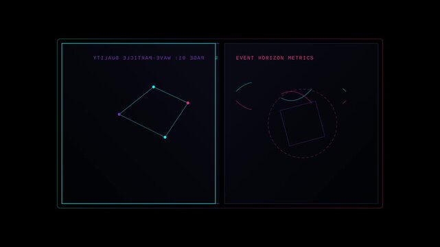 Quantum Physics User Interface Animation Showing Atom Structure and Scientific Data Visualization