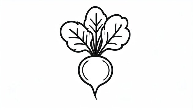 Minimalist radish line art icon for logo design.
