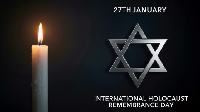 International holocaust remembrance day candle and star of david