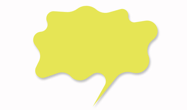 A single light yellow speech bubble with wavy, irregular edges and a subtle drop shadow on a plain white background
