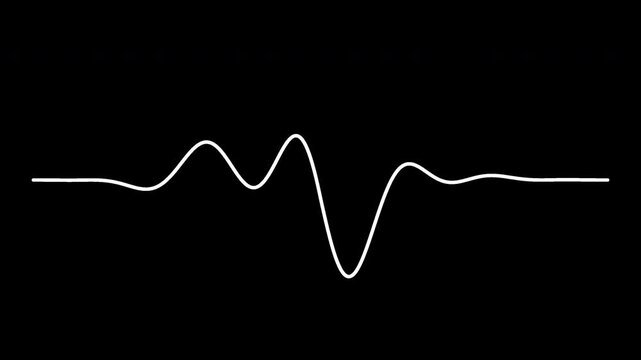 Smooth White Wave Animation Line Isolated on Black Background with Alpha Channel Transparency