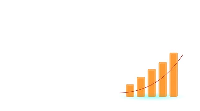 Bright orange rising bar chart representing positive business growth and success