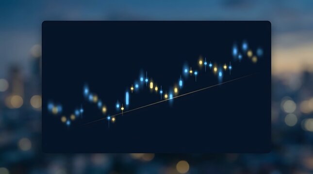 Glowing digital financial chart showing upward market trends with blue highlights