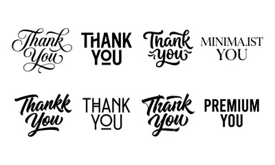Obraz premium Set of thank you lettering quotes in different modern script fonts