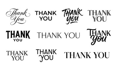 Fototapeta premium Set of thank you typography lettering designs for cards and invitations