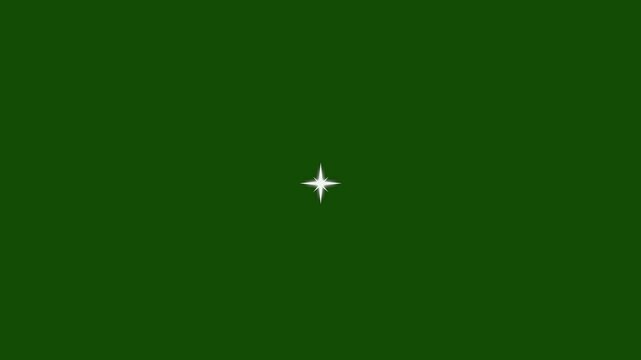 Download 4k twinkling star motion graphics on green screen background with white cartoon, flat, vector, doodles style stars blinking, sparkling effects or magical appearance, glowing star.