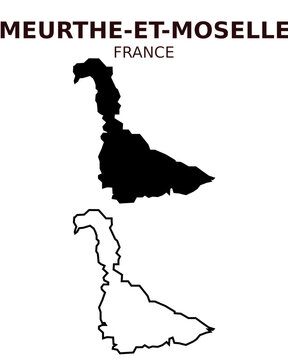 Meurthe-et-Moselle map vector illustration set, French department silhouette and outline map