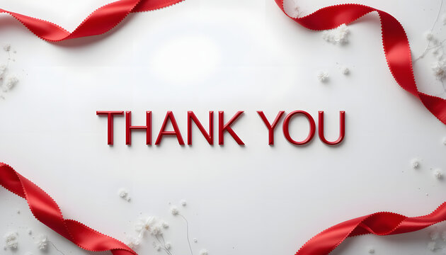 Elegant Red Thank You Text on Clean White Background