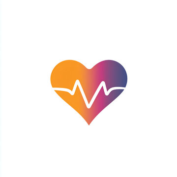 Heart shape icon with pulse heartbeat line isolated on a transparent background

