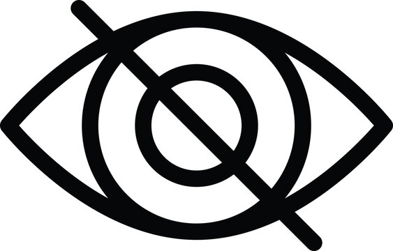 Hidden Eye Crossed Out Icon, Invisible Vision and Privacy Symbol for UI Design
