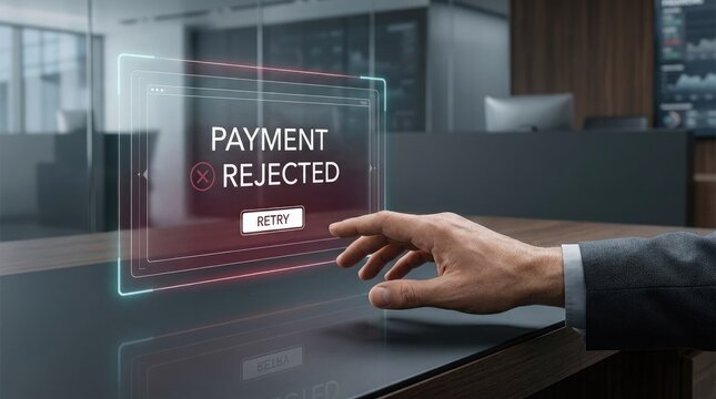 Payment rejected at credit card machine with error message