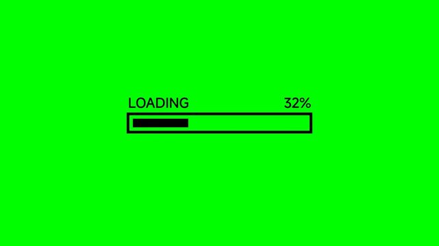 Digital Progress Loading Bar Interface Element Featuring Thirty Two Percent Completion Status Set Against A Vibrant Chroma Key Green Background