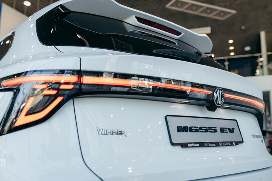 Kyiv, UKRAINE - August 12, 2026: Presentation of a new electric car model MG auto