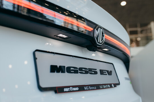 Kyiv, UKRAINE - August 12, 2026: Presentation of a new electric car model MG auto