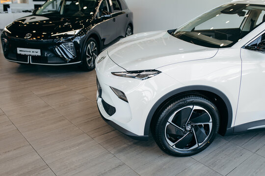 Kyiv, UKRAINE - August 12, 2026: Presentation of a new electric car model MG auto