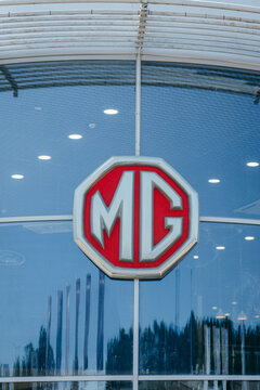 Kyiv, UKRAINE - August 12, 2026: Presentation of a new electric car model MG auto