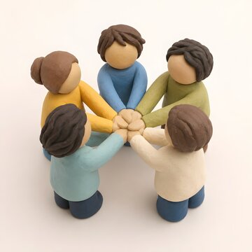 Teamwork and unity collaboration clay illustration