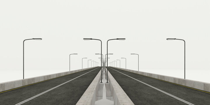 elevated expressway overpass road perspective render with-asphalt texture