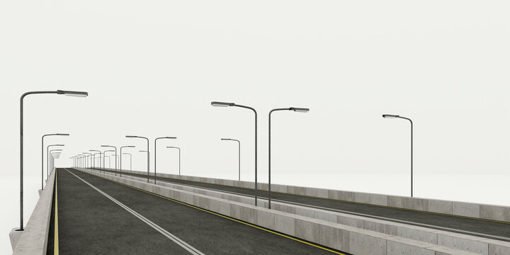 highway overpass road with streetlights render