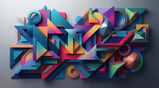 Abstract geometric shapes composition vibrant color gradient design