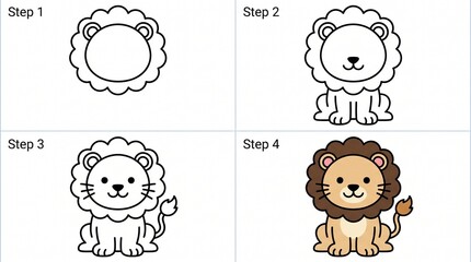 lion drawing cartoon animal alphabet
