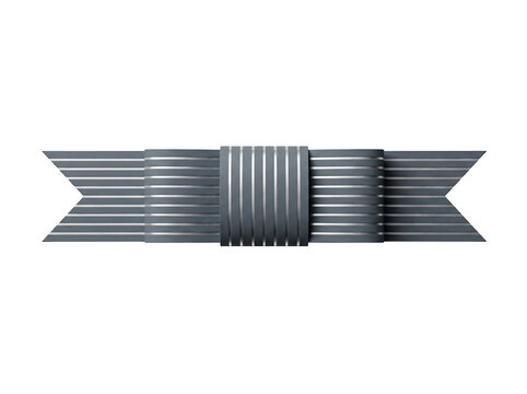 Illustration of Metallic pipe clamp with bolts isolated on transparent background.