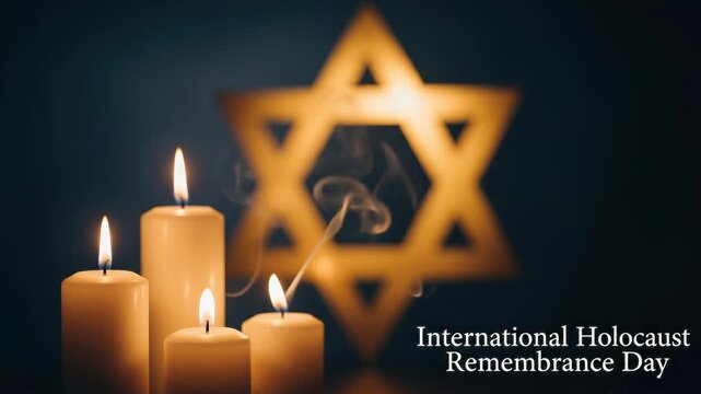 International holocaust remembrance day candles and star of david