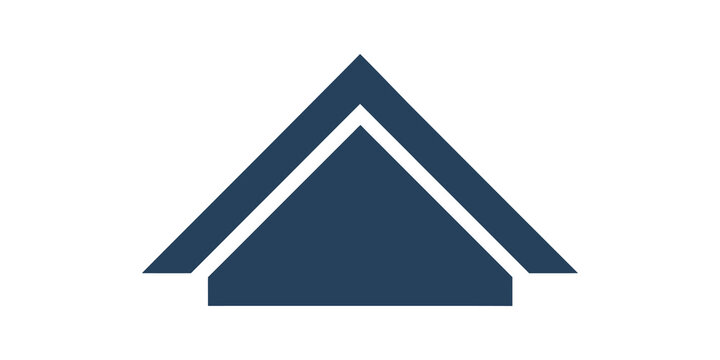 Dark blue roof outline logo icon isolated on transparent background.