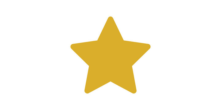 Five pointed star yellow flat icon for ranking rating or achievement art.