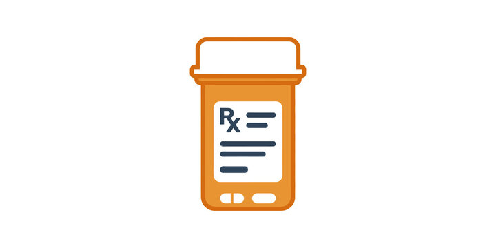 Orange prescription medicine bottle icon for pharmacy and healthcare use.
