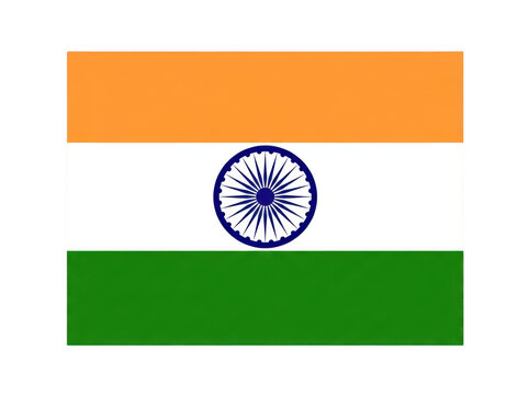 National flag of india with saffron white and green stripes and blue wheel isolated on transparent background