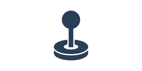 Blue arcade joystick silhouette for retro gaming and control systems. ©  图像