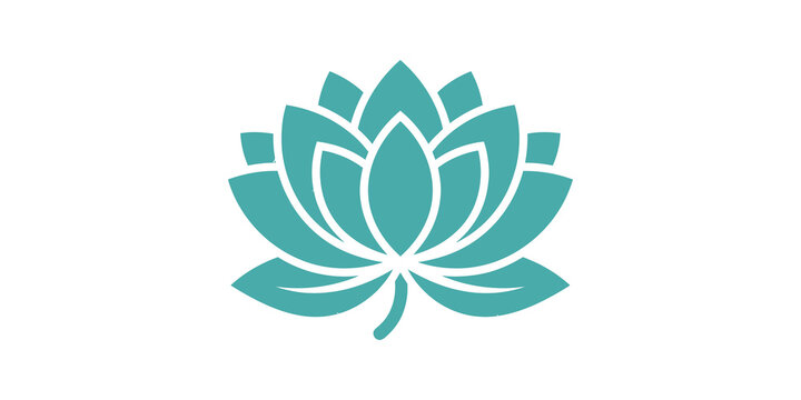 Turquoise lotus flower vector icon featuring symmetrical petal design.