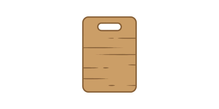 Brown wooden cutting board icon for kitchen cooking and food prep.
