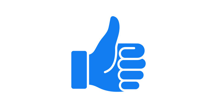 Blue thumbs up symbol indicating approval and positive feedback.