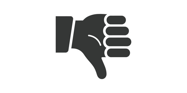 Gray thumbs down symbol indicating disapproval or negative feedback.