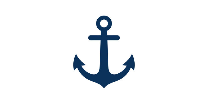 Nautical anchor dark blue icon isolated for maritime and sea design.