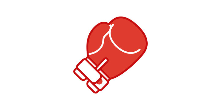 Red boxing glove sports equipment for combat training and fitness gym.