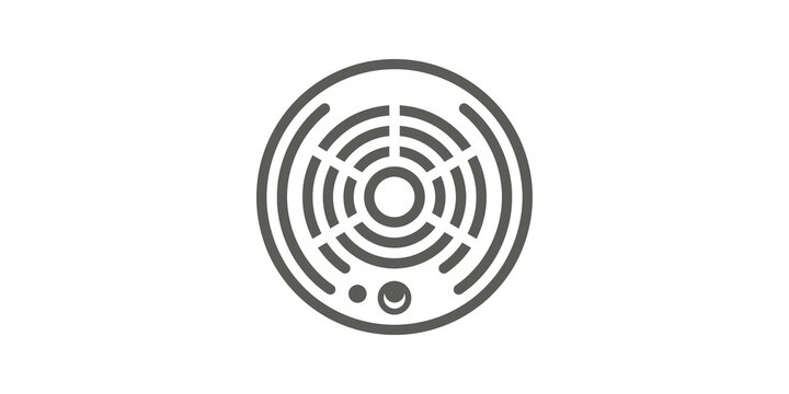 Smoke detector grey line art icon isolated on transparent background design.