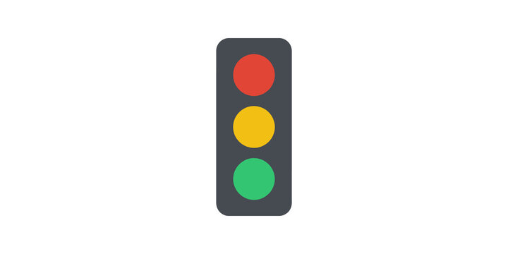 Traffic light signal device flat icon for road safety transportation sign.