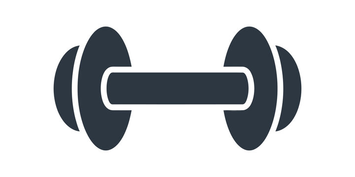 Gym dumbbell silhouette with dark weights for fitness training theme.
