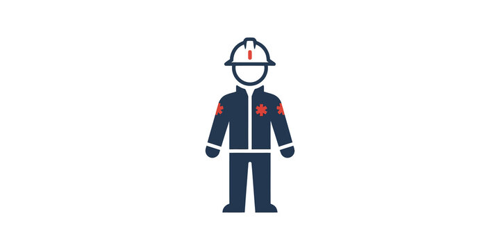 Emergency first responder person icon wearing helmet for safety work.