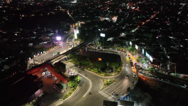 Tugu Jogja Aerial Night View