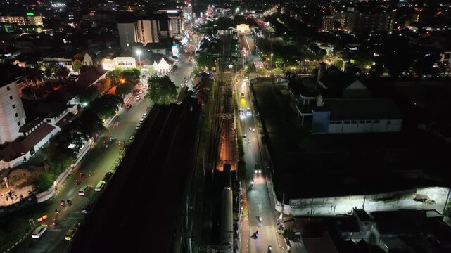 Tugu Jogja Aerial Night View