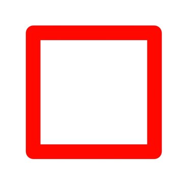 Red Square Outline Shape on White Background