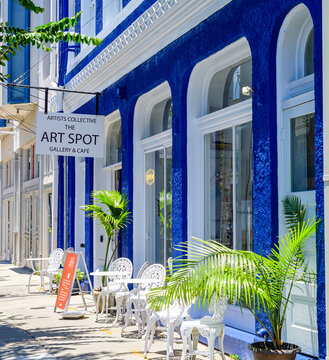 New Orleans, LA, USA - June 10, 2026: Front of the Art Spot Gallery and Cafe on Magazine Street in the Lower Garden District