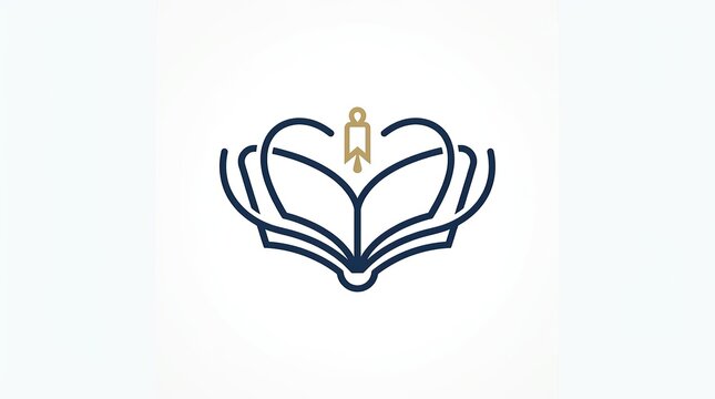 Minimalist book heart logo icon for library education and reading hobby branding design.