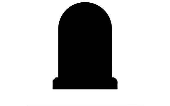 Gravestone silhouette vector icon, black tombstone headstone symbol, cemetery grave marker for halloween and memorial designs isolated on White Background halloween vector SVG