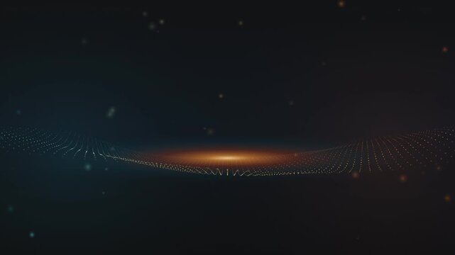 Glowing digital particle wave flowing smoothly in dark cinematic motion footage for abstract modern background displays
