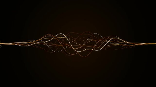 Glowing golden sound wave animation displaying abstract digital oscillation motion in this dynamic high quality clip